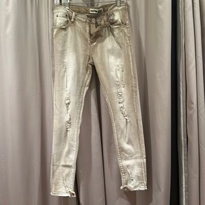 Monkey Ride Tan Distressed Jeans